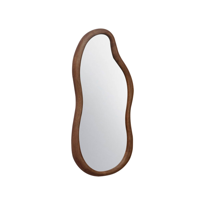 Miroir organique AUSTIN en bois d'hévéa. couleur noyer. 70 cm