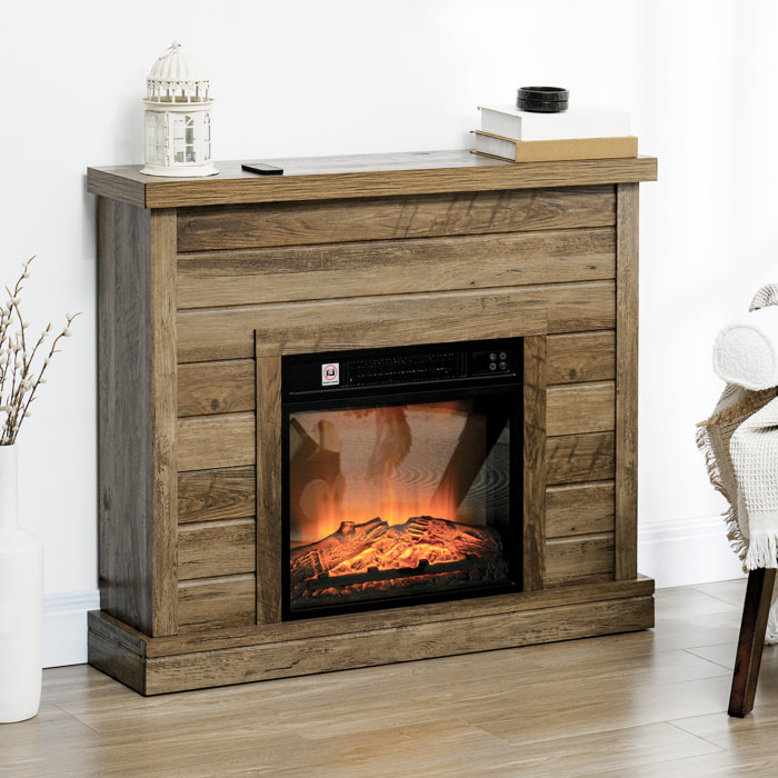 Chimenea Eléctrica, Chimenea Decorativa con Efecto de Llama, Calefacción 1800 W, Control Remoto, Temporizador Semanal, Protección Contra Sobrecalentamiento, Natural