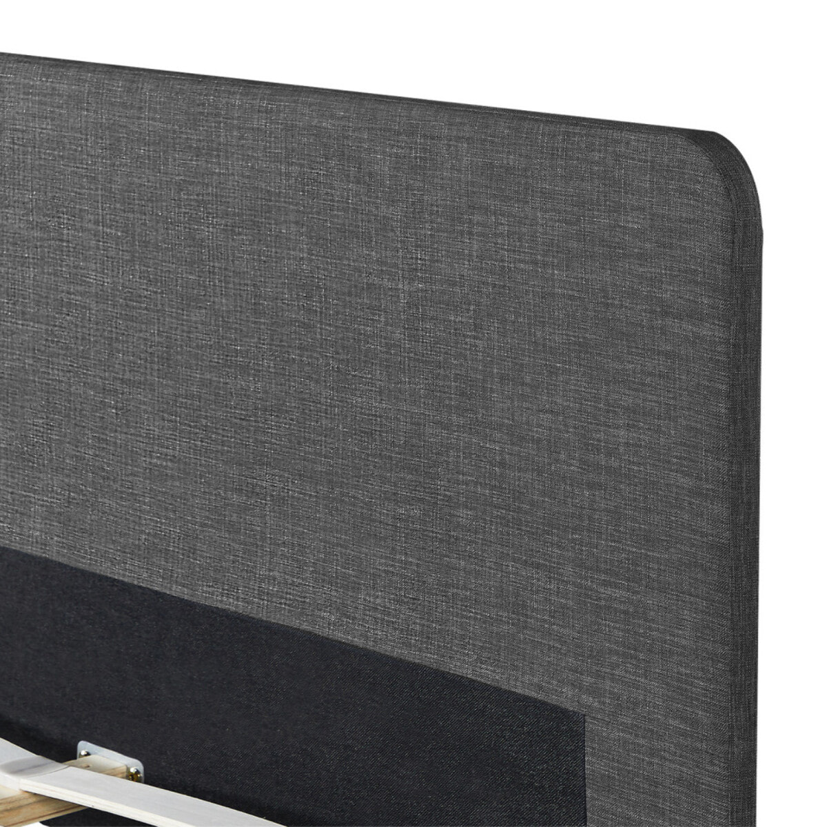 Lit Evy 160x200cm tissu gris pieds bois