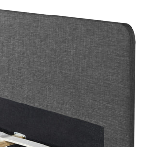 Lit Evy 160x200cm tissu gris pieds bois