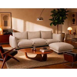 Jeanne - Canapé modulable d'angle réversible 4 places en velours texturé - Beige