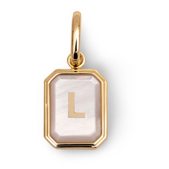 Charm Personalized Letter Mother of Pearl Placcato Oro