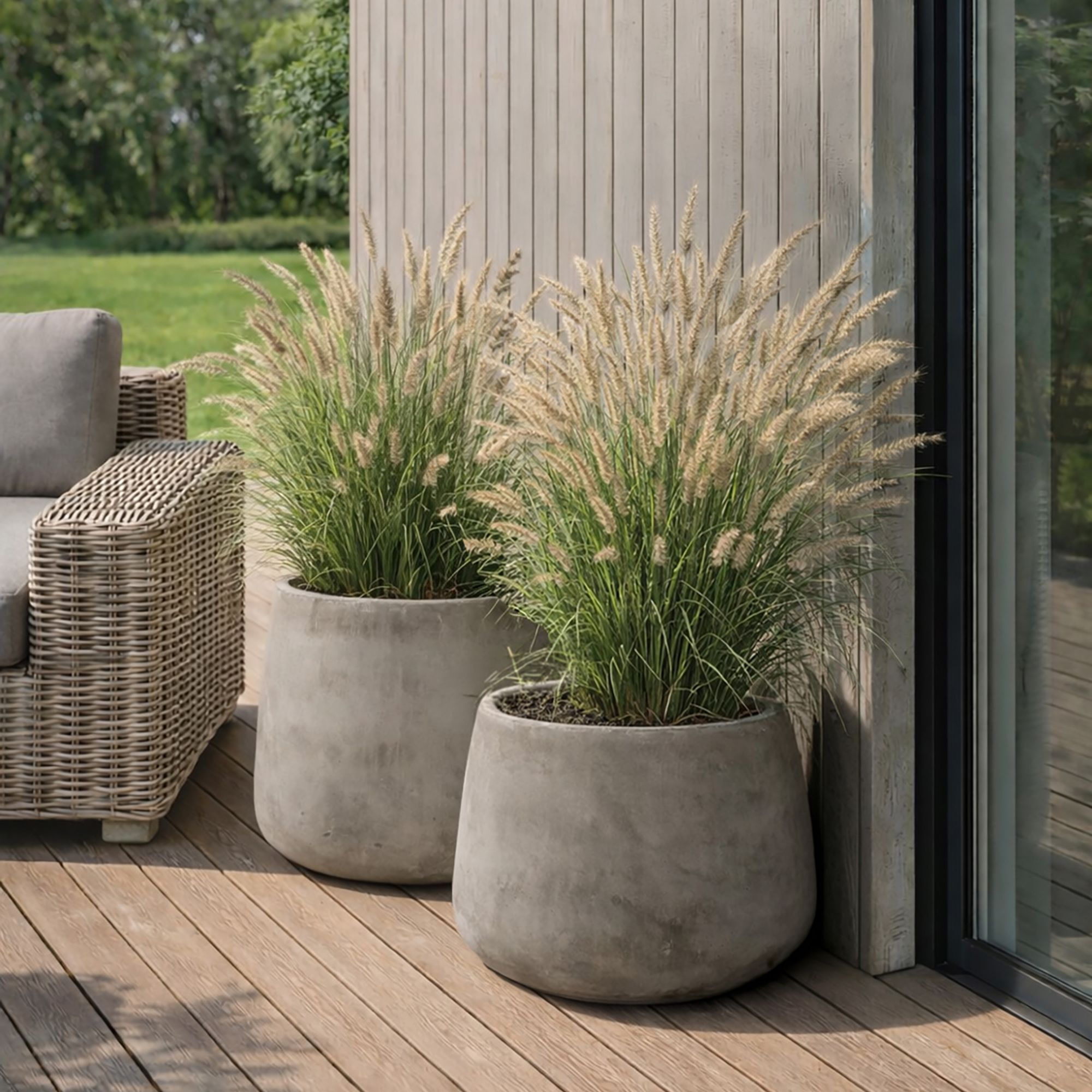 Set de 2 pots ronds en terre d'argile forme basse 41/55cm FARO