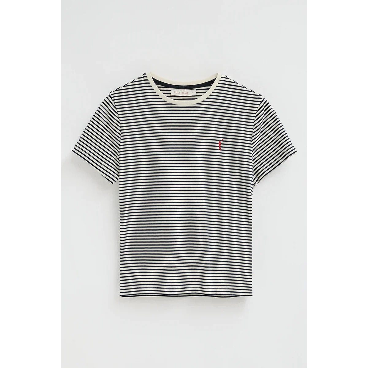 Maglietta a righe blu marino ed ecrù dal fit regular con ricamo Rigby Go