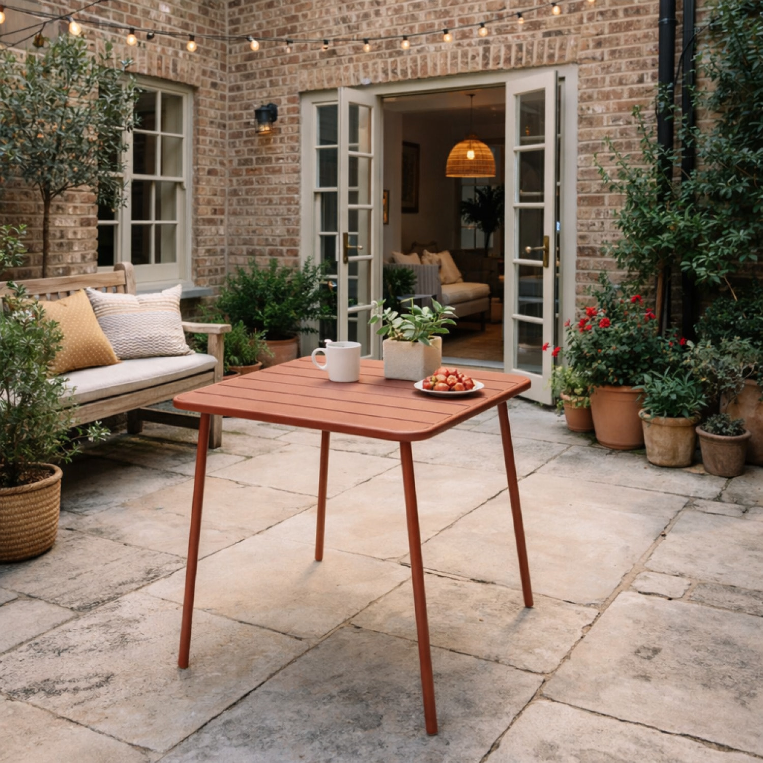 EVORA Table carrée 4 places 70x70cm terracotta