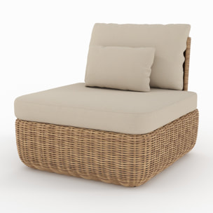 Lot de 2 fauteuils de jardin en rotin synthétique et tissu beige - Sky