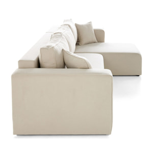 Topaze - canapé d'angle déhoussable réversible 4 places en tissu - Beige