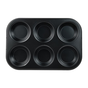 Molde para 6 magdalenas 26,5x18,5x3 cm acero carbono, antiadherente para muffins y repostería expert san ignacio