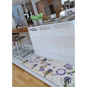 SPRINTY Alfombra vinílica de cocina diseños de lavanda en violeta, varias medidas disponibles.