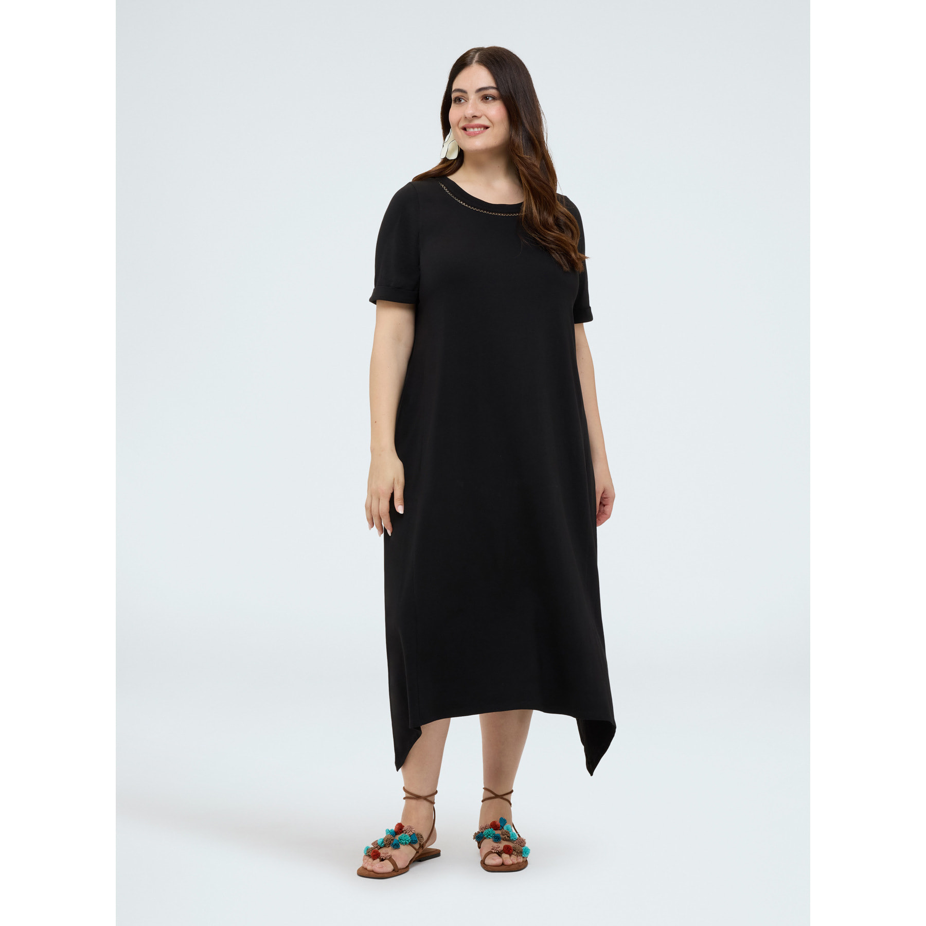 Fiorella Rubino - Vestido con detalle calado en el cuello - Negro