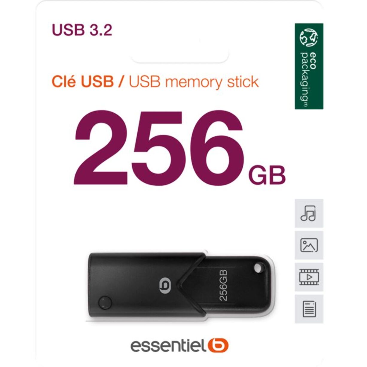 Clé USB ESSENTIELB 256Go USB 3.2