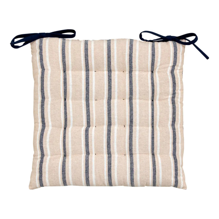 Galette de chaise Groove 38x38cm rayée bleu navy