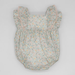 PELELE VERDE FLORECITAS Y LAZO ROSA