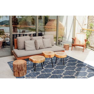 Moa- tapis d'extérieur bleu à motif gris carré