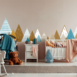 Stickers muraux enfants - Décoration chambre bébé - Autocollant Sticker mural géant enfant montagnes scandinaves EMEMRIKA