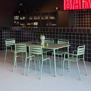 Table de jardin métal + 6 assises AMÉLIA