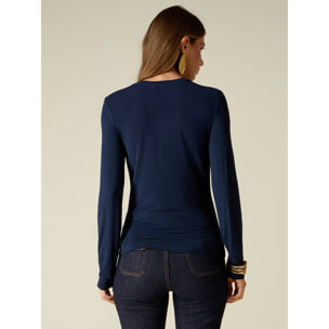 Oltre - T-shirt misto cashmere - Blu