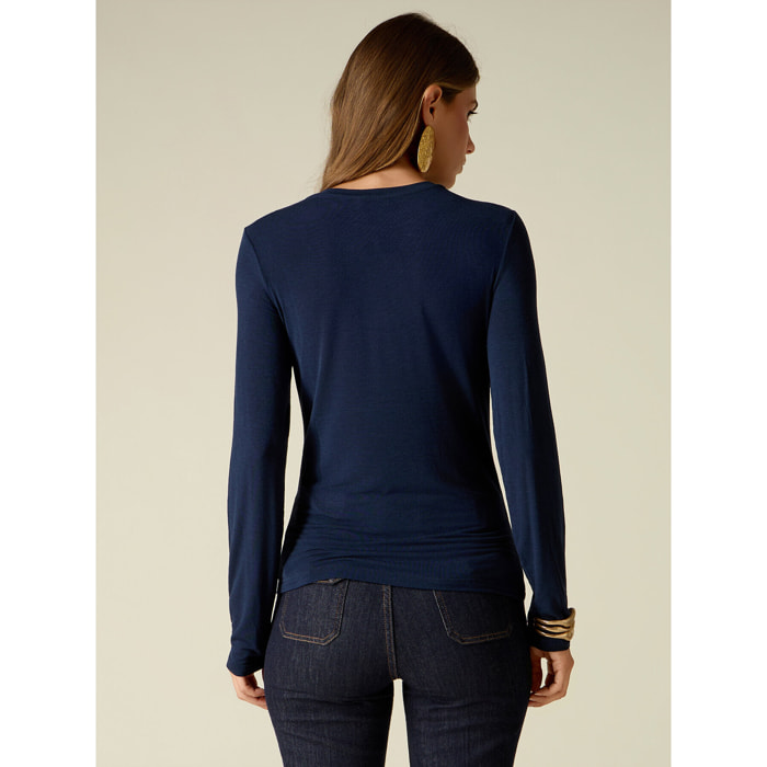 Oltre - T-shirt misto cashmere - Blu