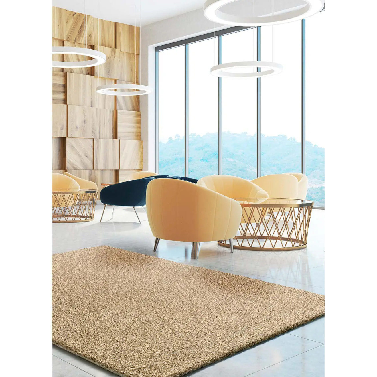 NORGE Alfombra shaggy lisa beige, varias medidas disponibles.