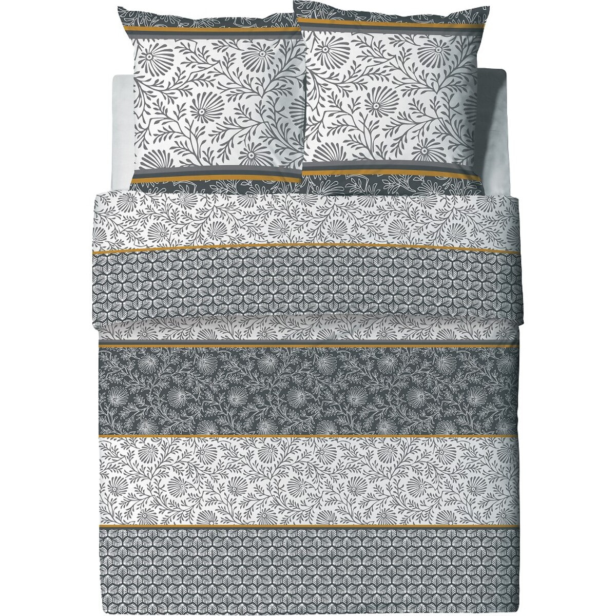 Parure De Couette 3pcs avec Taies oreiller 100% Coton 57 Fils/cm2-vega Gold