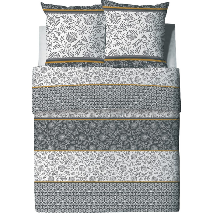 Parure De Couette 3pcs avec Taies oreiller 100% Coton 57 Fils/cm2-vega Gold