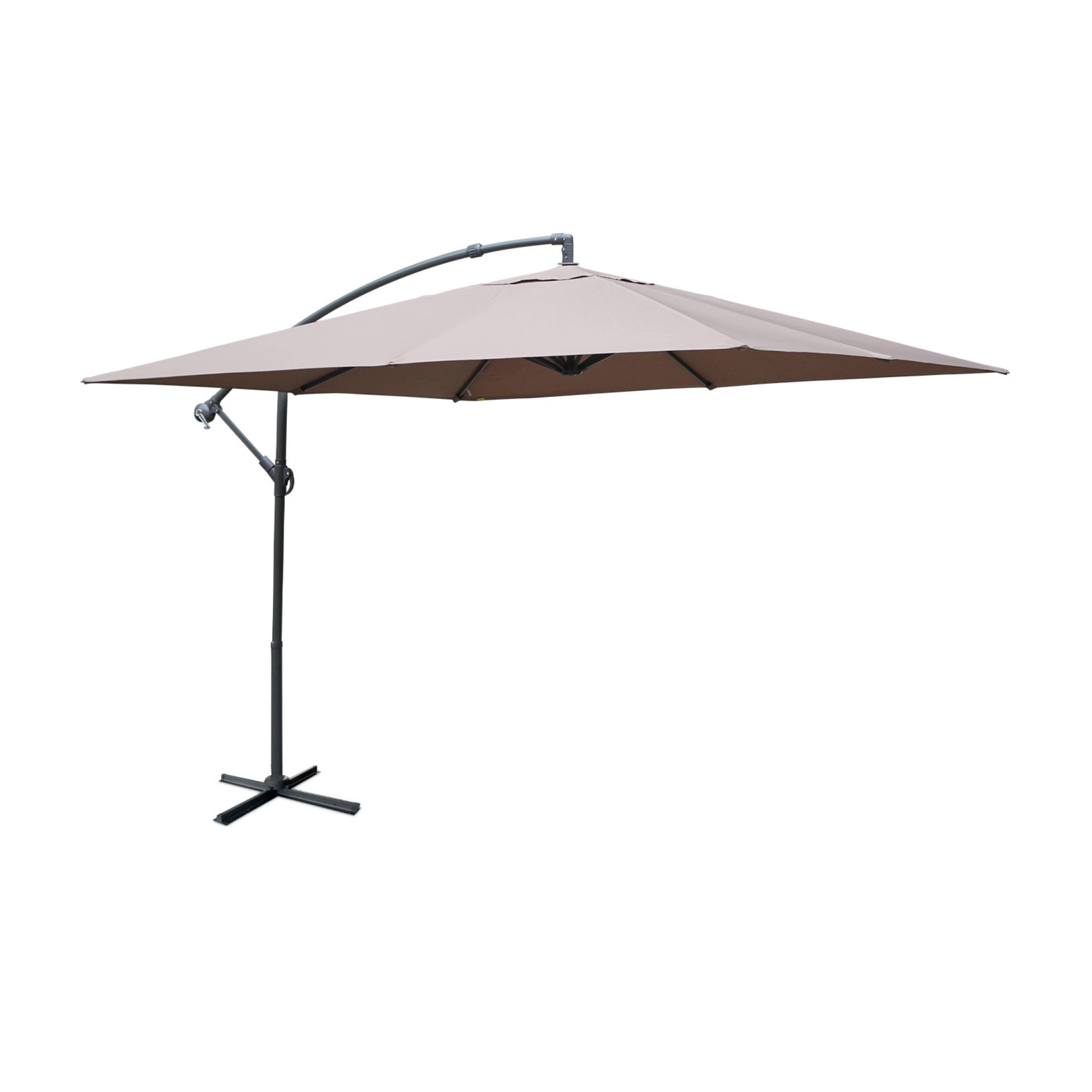 Parasol déporté carré 3x3m - Hardelot 3x3m - Taupe - Manivelle anti-retour | Toile déperlante | Facile à utiliser