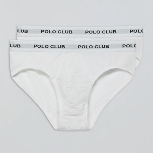Pack di due slip bianchi con particolare Polo Club