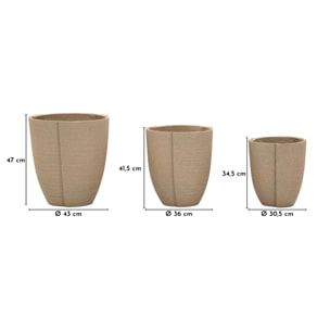 CACHEPOT DA ESTERNO PERU' TRIS CM Ø 43X47-36X41,5-30,5X34,5
 (APER. CMØ27-33-39)