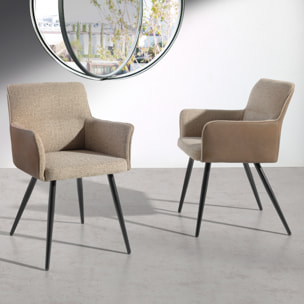 Set 2 butacas FLUMI - tela marrón claro y polipiel marrón, negro - 59x57x83cm