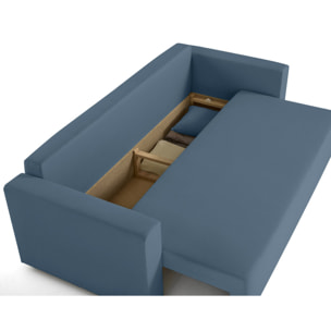 Regala - canapé 3 places - convertible avec coffre - en tissu - Bleu Ardoise