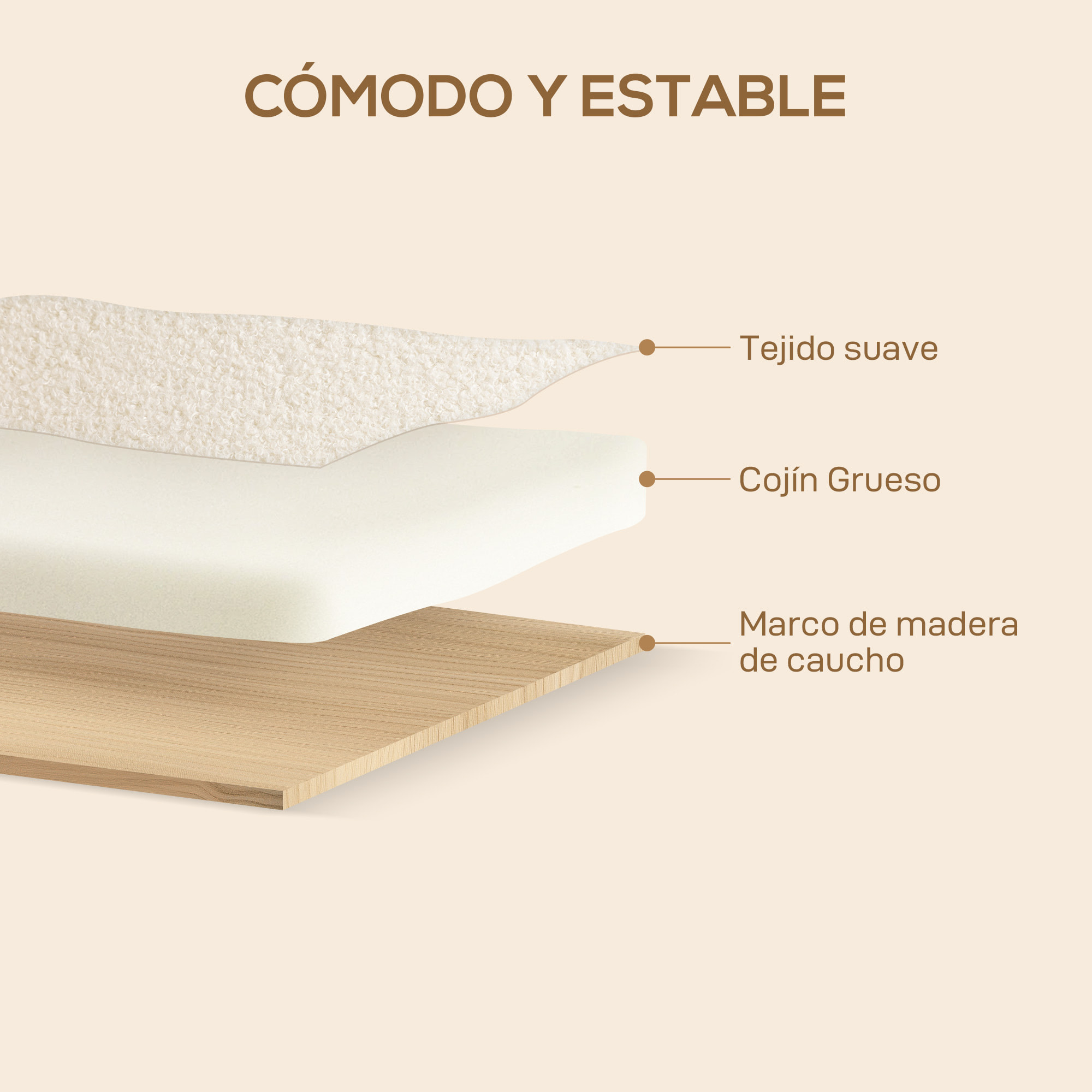 Sofá de 2 Plazas Tapizado en Borreguito Sofá de Salón de 118 cm con Acolchado Grueso Reposabrazos y Patas de Madera para Dormitorio Sala de Estar Crema