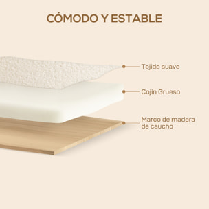 Sofá de 2 Plazas Tapizado en Borreguito Sofá de Salón de 118 cm con Acolchado Grueso Reposabrazos y Patas de Madera para Dormitorio Sala de Estar Crema
