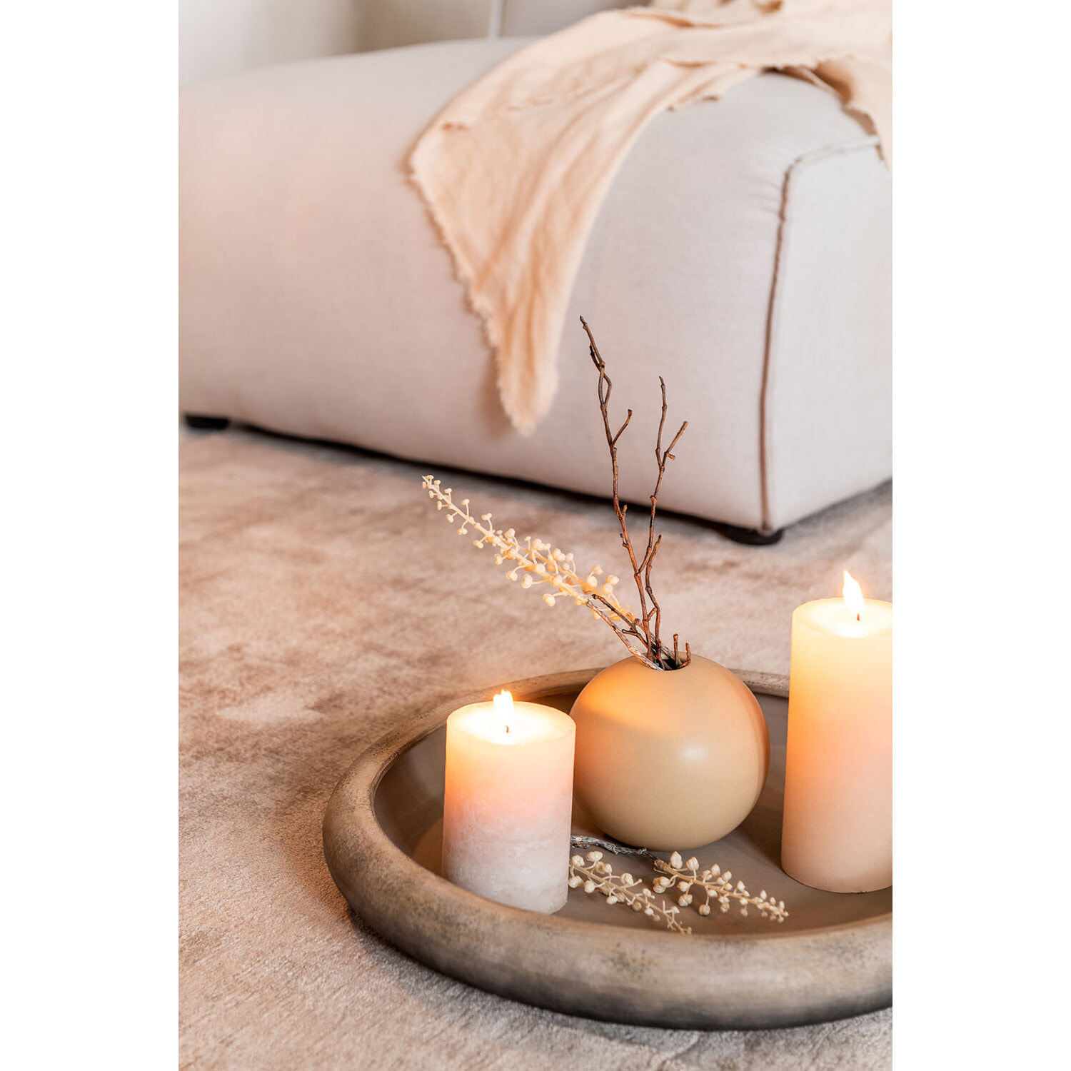 J-Line vase Boule - céramique - beige - medium - Ø 18 cm