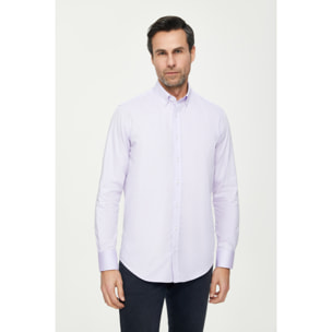 Camicia Uomo 1 Bottone Button Down Slim Cotone Unito Celeste