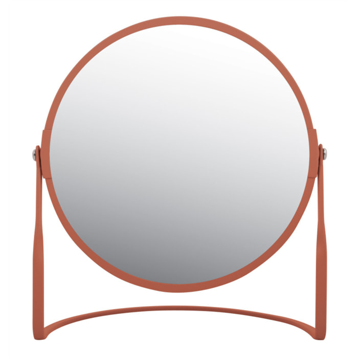 Miroir grossissant sur pied Acier AKIRA Terracotta mat Spirella