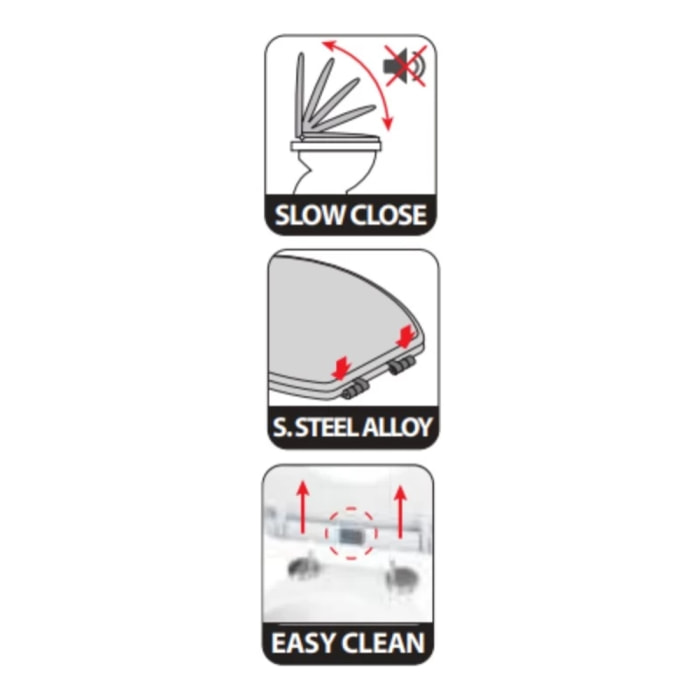 Charnières Inox pour abattant wc - Modèle EASY CLIP Spirella