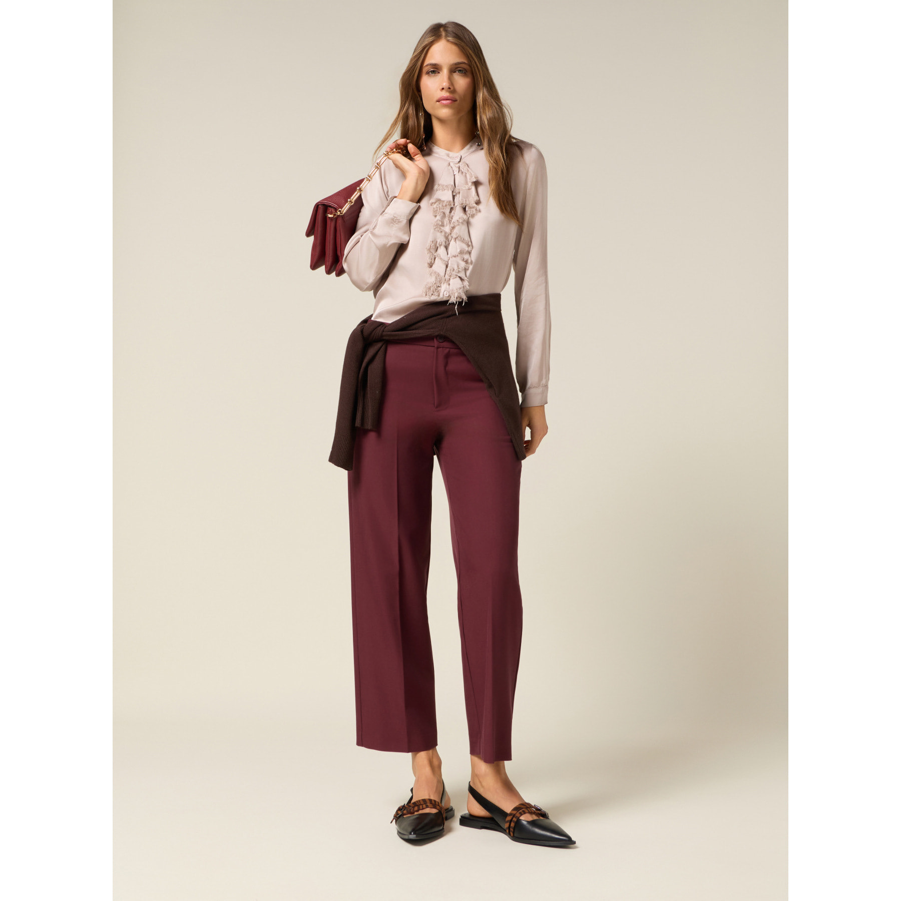 Oltre - Pantaloni in twill - Bordeaux