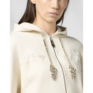 PHILIPP PLEIN Washed Zip Hoodie Tennis Club Crystals