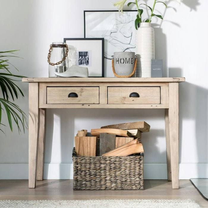 Console 110 cm à tiroirs bois recyclé SALERNE
