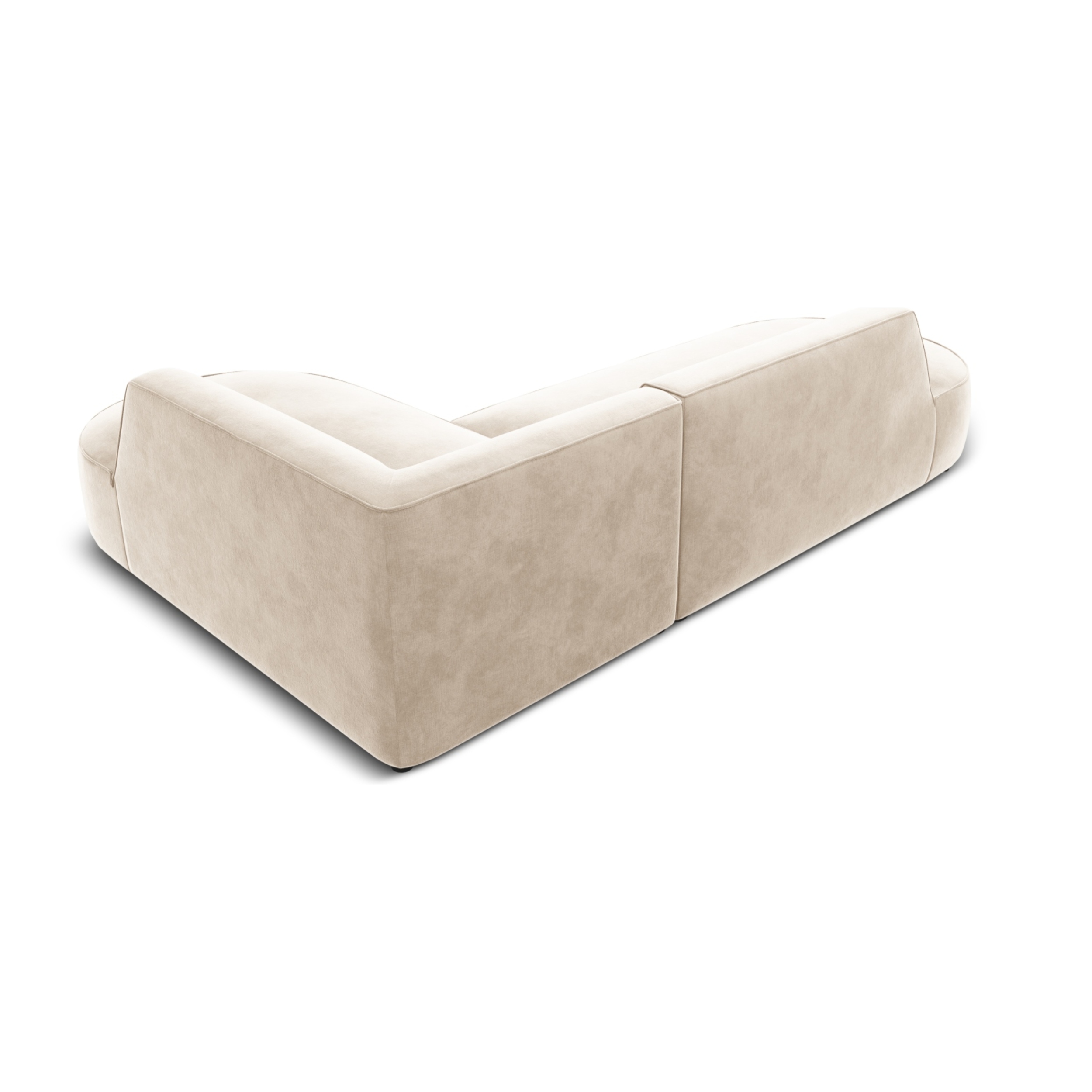 Canapé d'angle droit "Charles" 4 places en velours beige clair