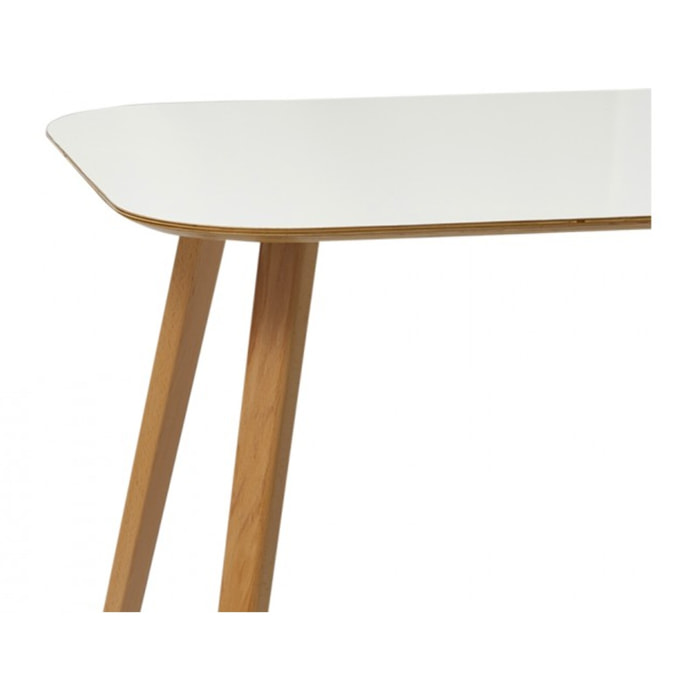 Table blanche avec pieds en bois L130 cm - MEET