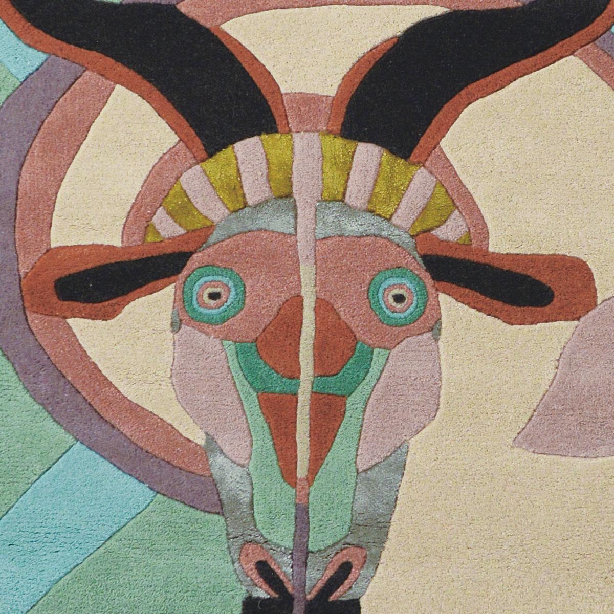 Tapis salon et chambre fait à la main en laine motif fresque LUNICIA