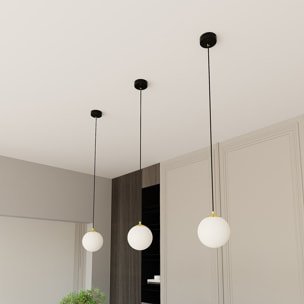 Lampada a sospensione ROYAL in acciaio nero e vetro