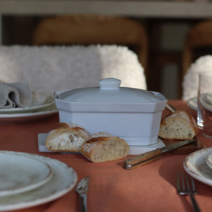 Terrine rectangulaire en grès blanc 17x13cm