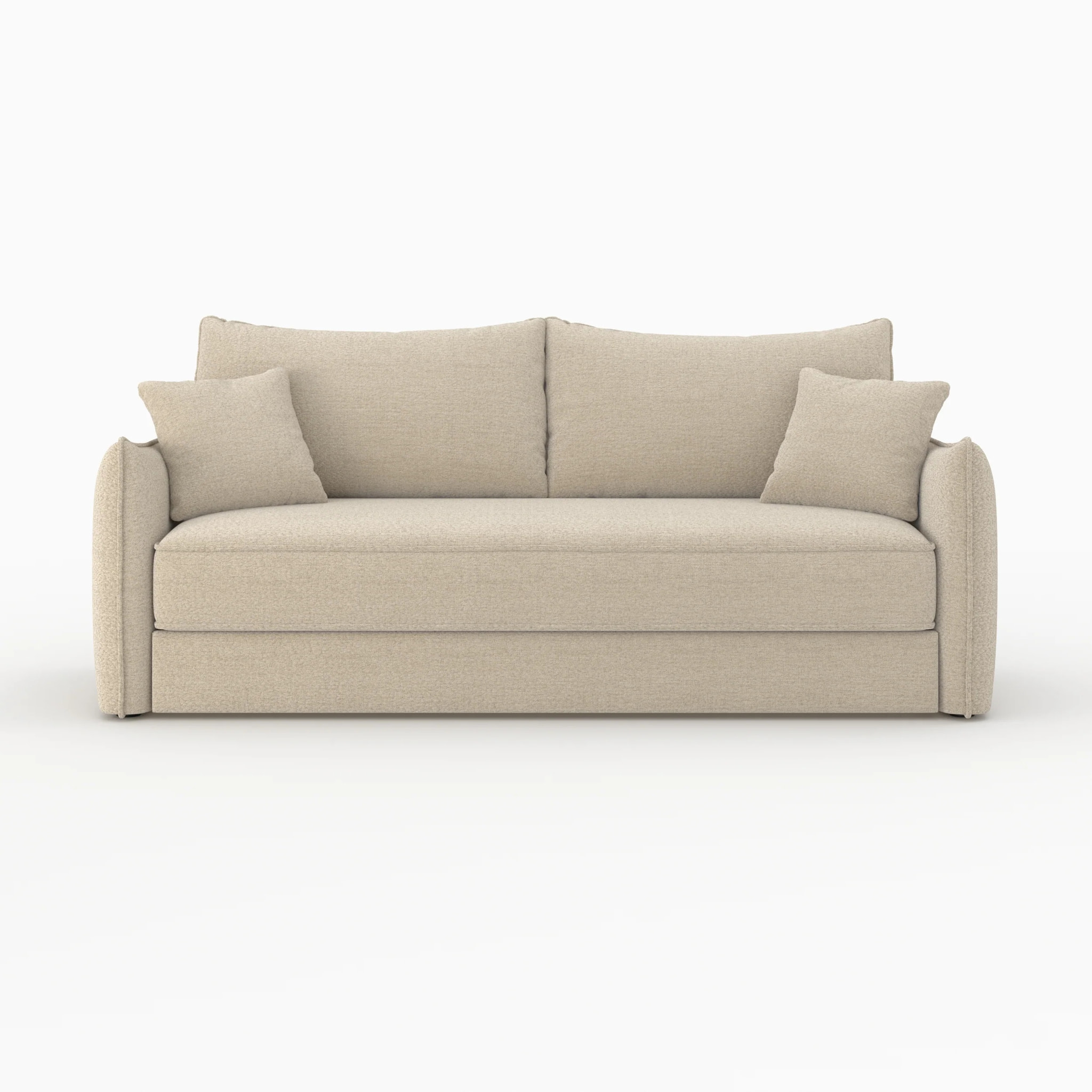 Canapé convertible 3 places en tissu effet lin beige - Céleste