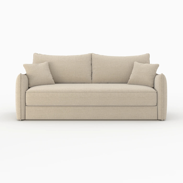 Canapé convertible 3 places en tissu effet lin beige - Céleste