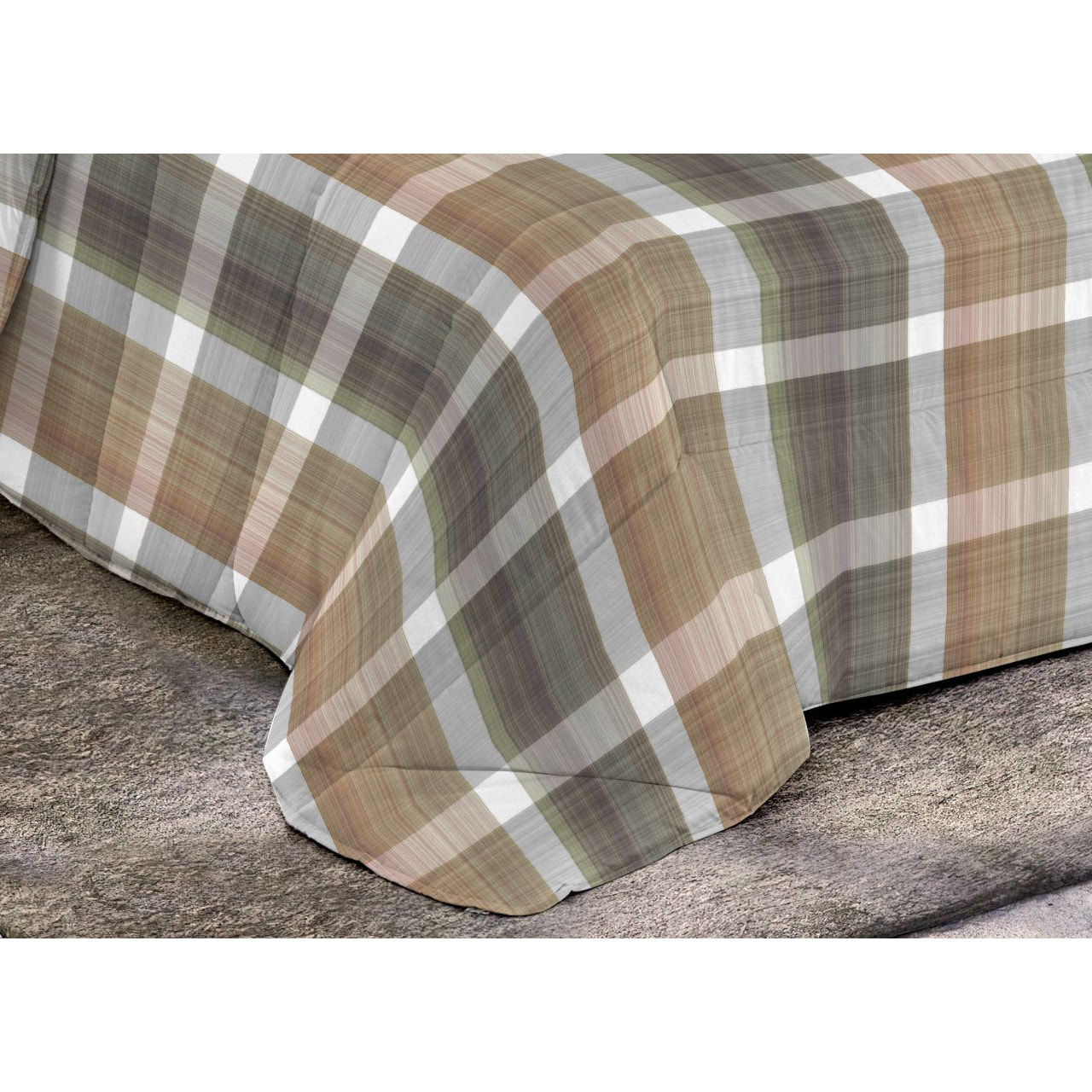 Trapunta Invernale 300gr Made in Italy Piumone Clado Linea Diadema Disegno Scozzese Grigio Beige
