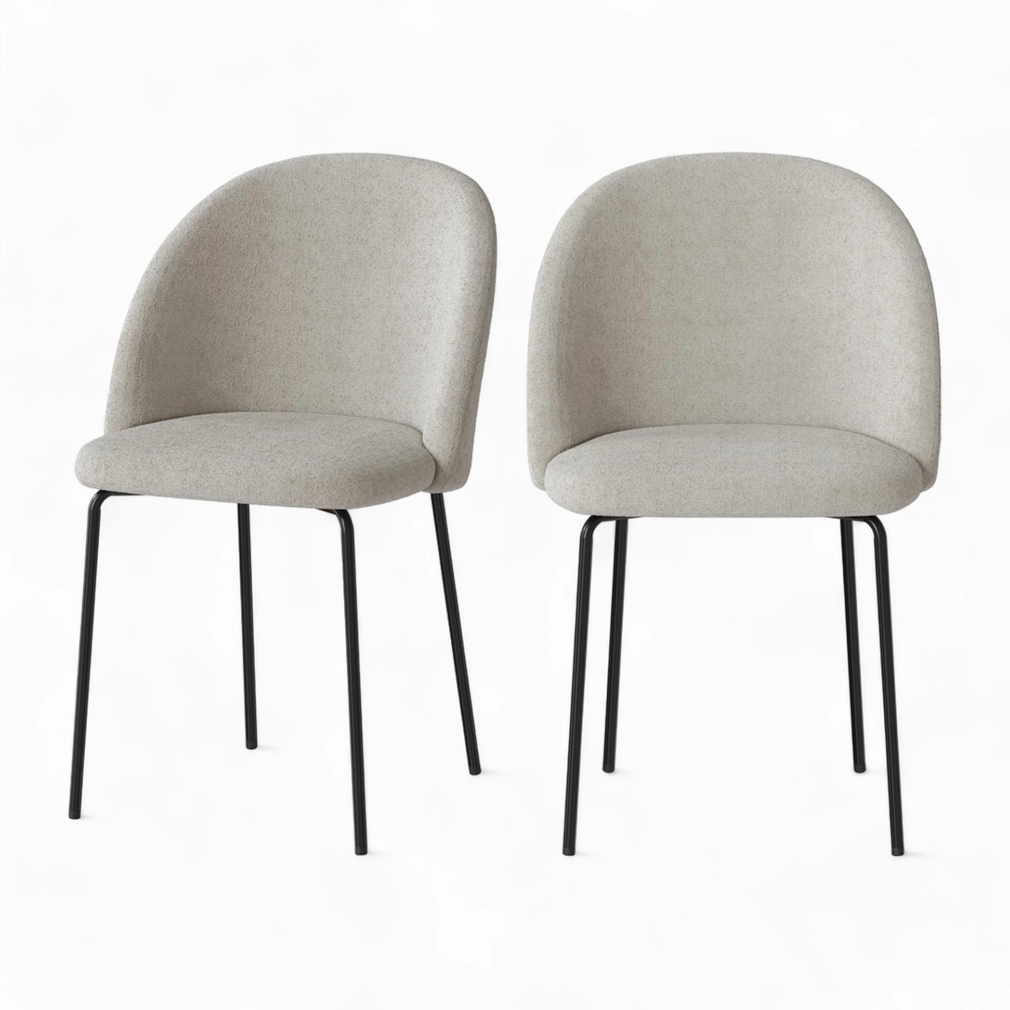 Lot de 2 chaises en tissu bouclette beige - Karl