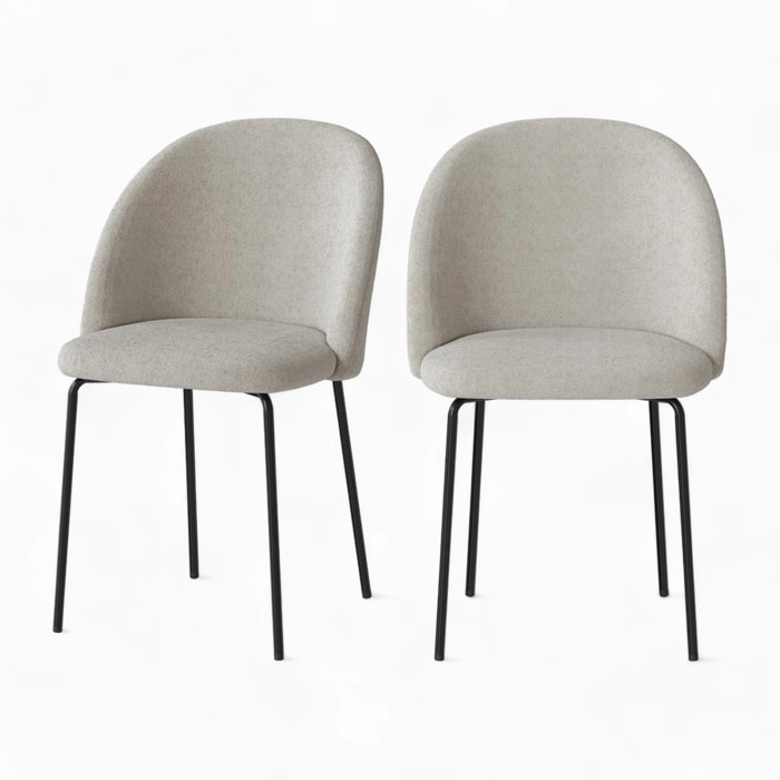 Lot de 2 chaises en tissu bouclette beige - Karl