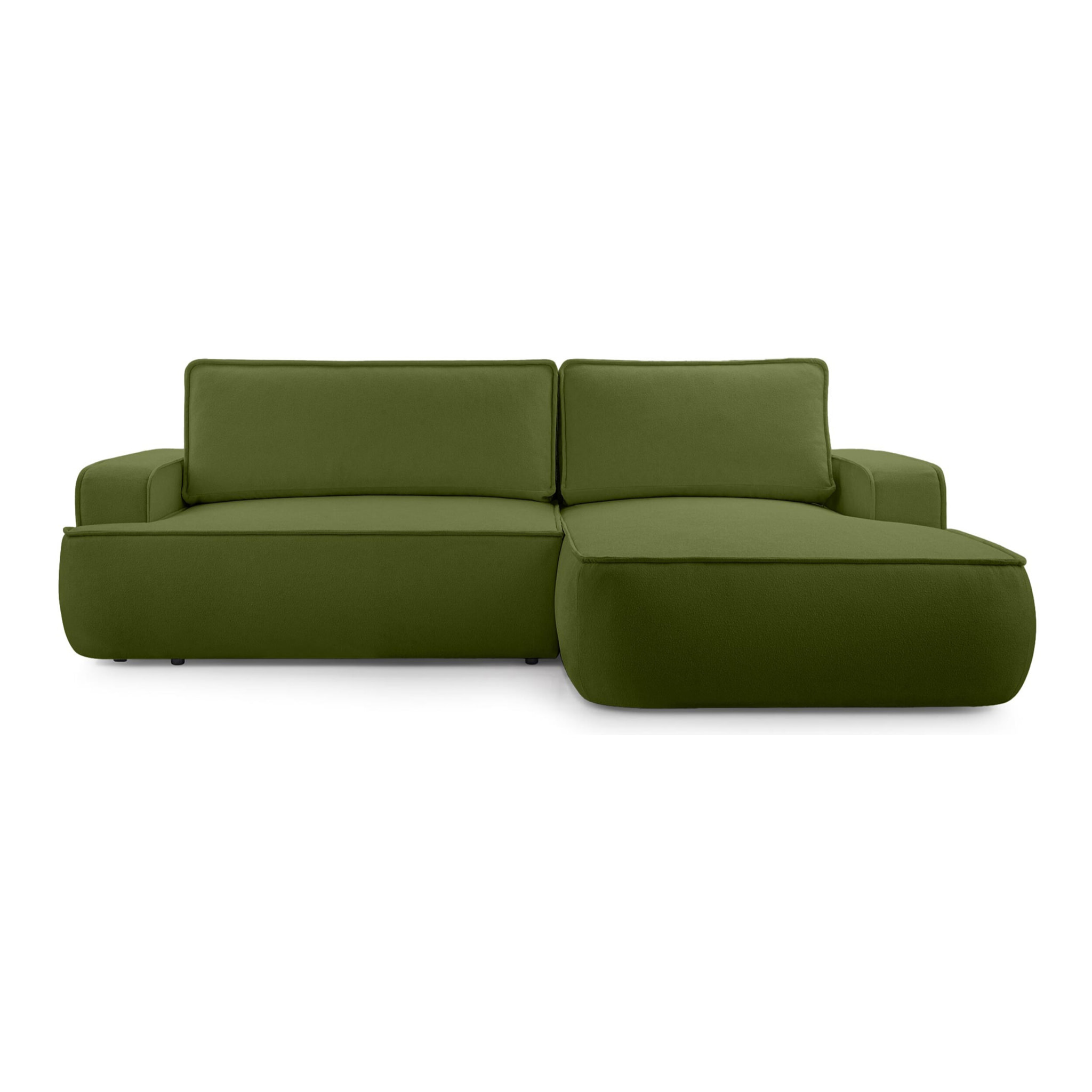 Nessino - canapé d'angle droit 4 places - convertible avec coffre - en tissu texturé - Vert